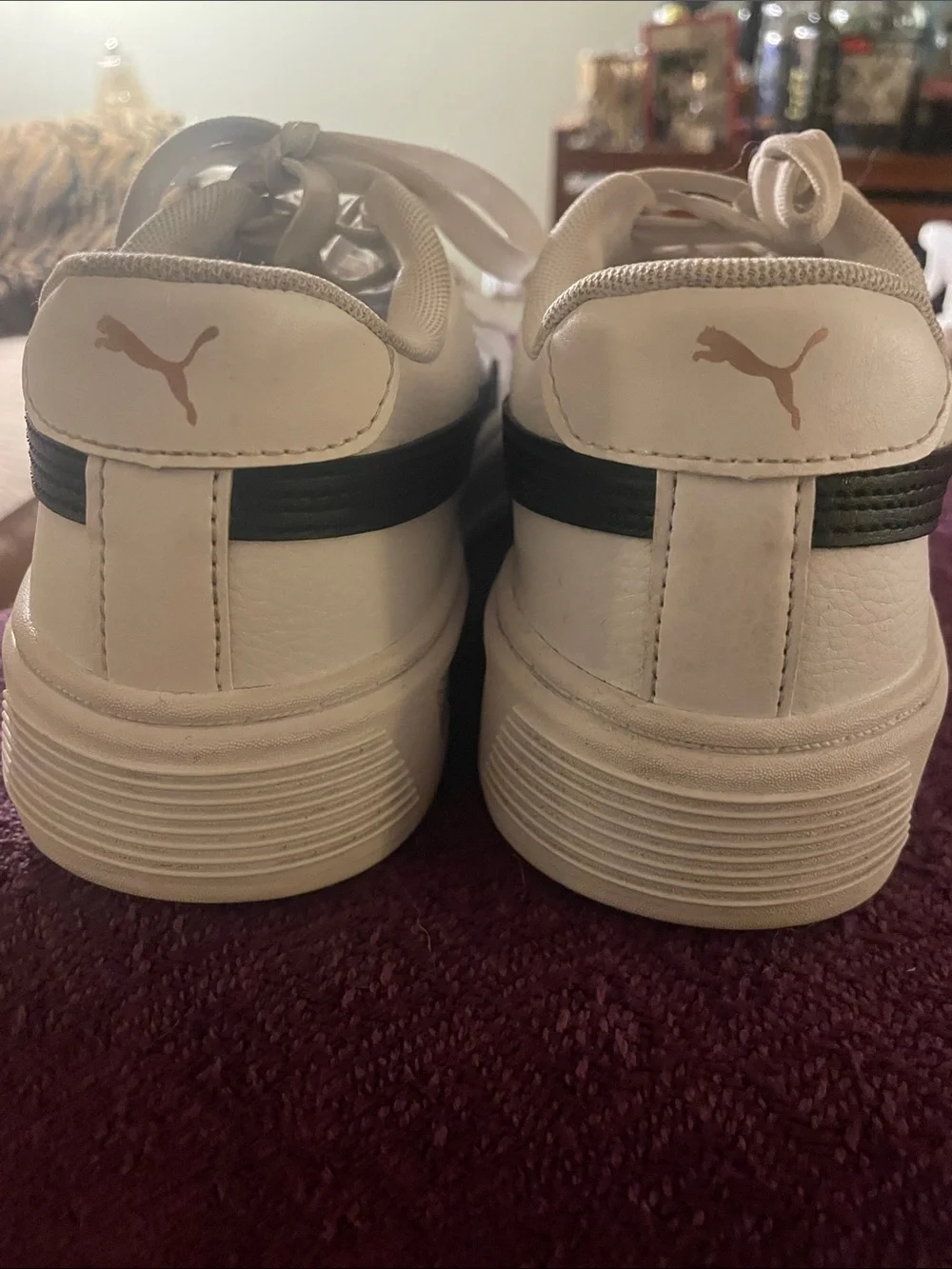 Puma White Low-Top Sneakers with Black Formstripe